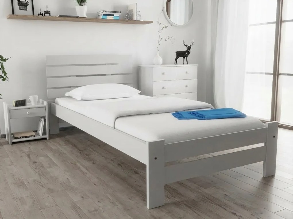 PARIS magasított ágy 80x200 cm, fehér Ágyrács: Ágyrács nélkül, Matrac: Deluxe 10 cm matrac