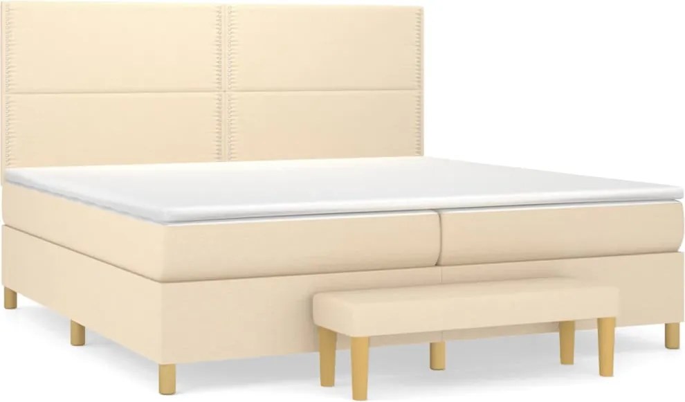 vidaXL krémszínű szövet rugós ágy matraccal 200 x 200 cm
