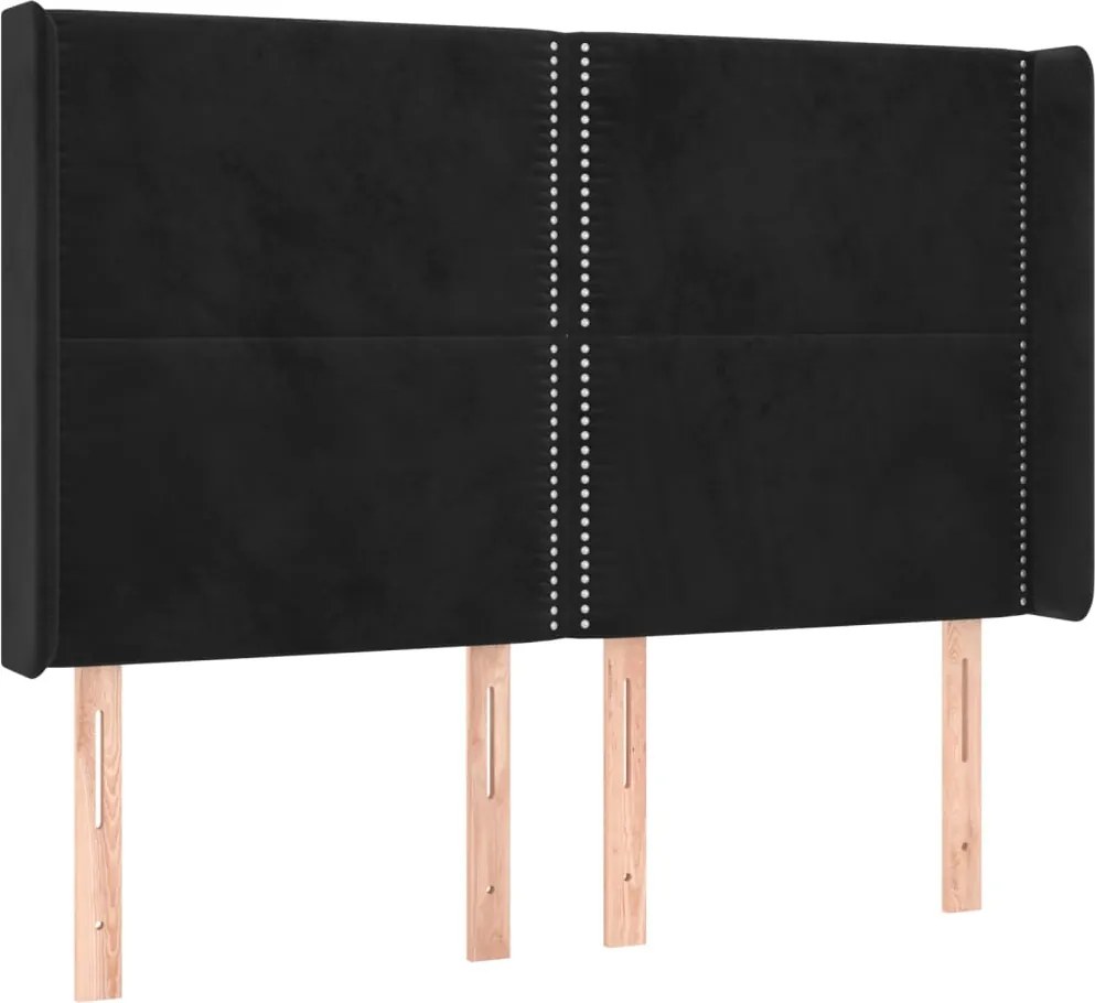 vidaXL fekete bársony fejtámla szárnyakkal 147x16x118/128 cm