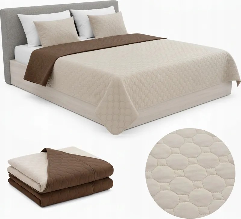 Ágytakaró Kétoldalas 220x240CM Velúr Krém/barna Steppelt Takaró Kapa