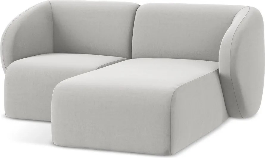 Világosszürke bársony sarokkanapé (jobb oldali-heverő résszel) Lani – Makamii