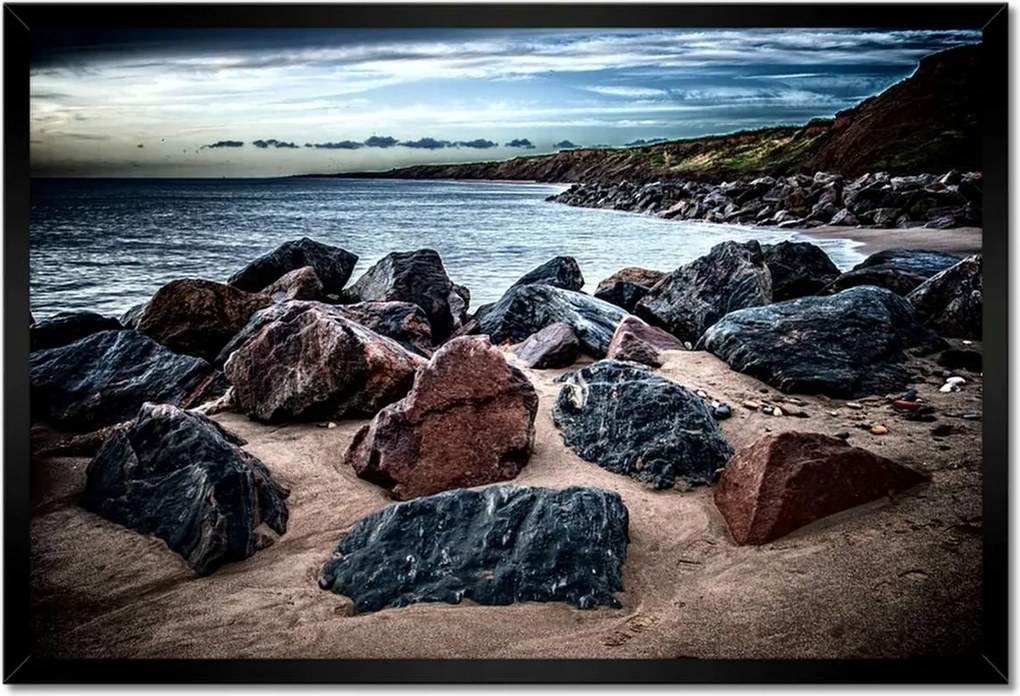 Poszterek keretben 60x40 Tengerpart kövekkel