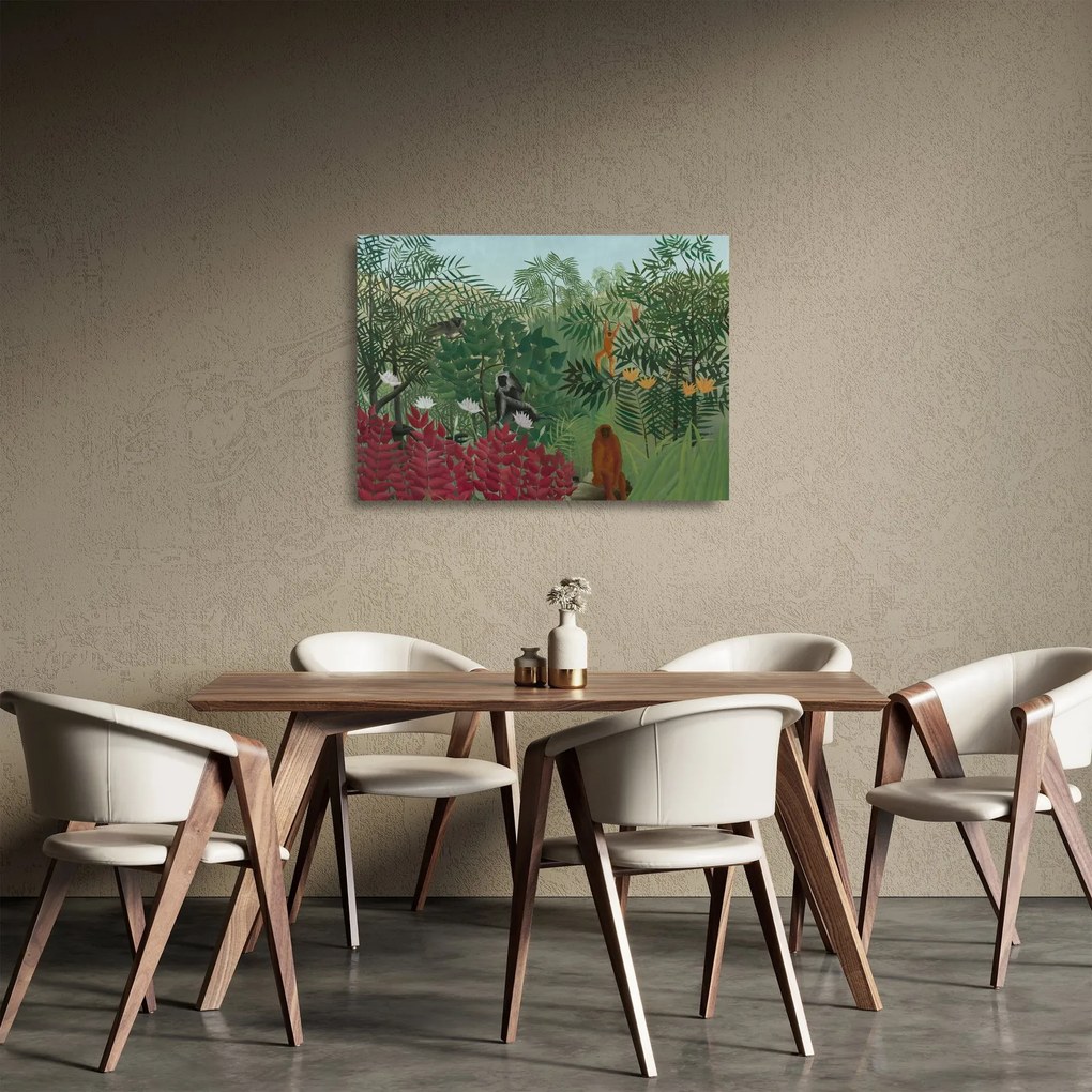 Üveg kép - Henri Rousseau, Tropical Forest with Monkeys, reprodukciók (70x50 cm)