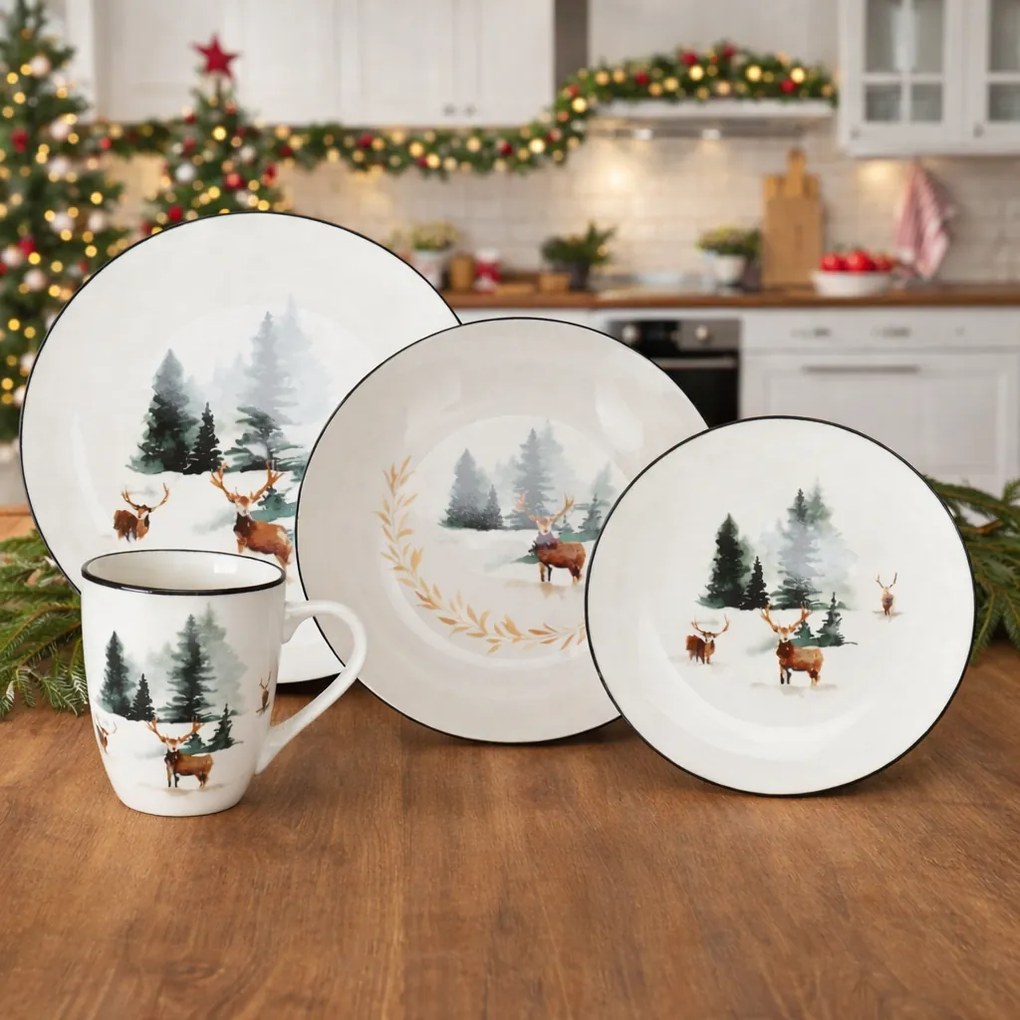 Winter Deer porcelán mélytányér, 20 x 4,5 cm