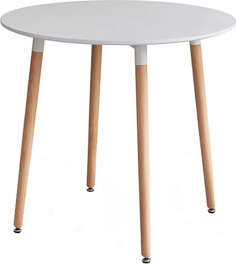 Étkezőasztal, fehér/bükk, átmérő 80 cm, ELCAN NEW TYP 2