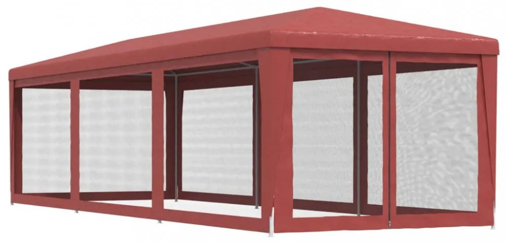 piros HDPE rendezvénysátor 8 hálós oldalfallal 3x9 m