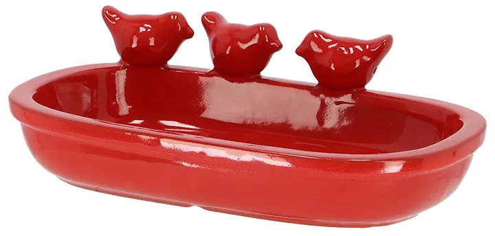 Kerámia madáritató és etető tál, 29 cm, piros