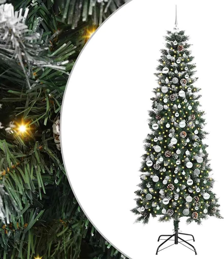 vidaXL Mű karácsonyfa 300 LED-del Zöld 210 cm PVC és Műanyag és Acél