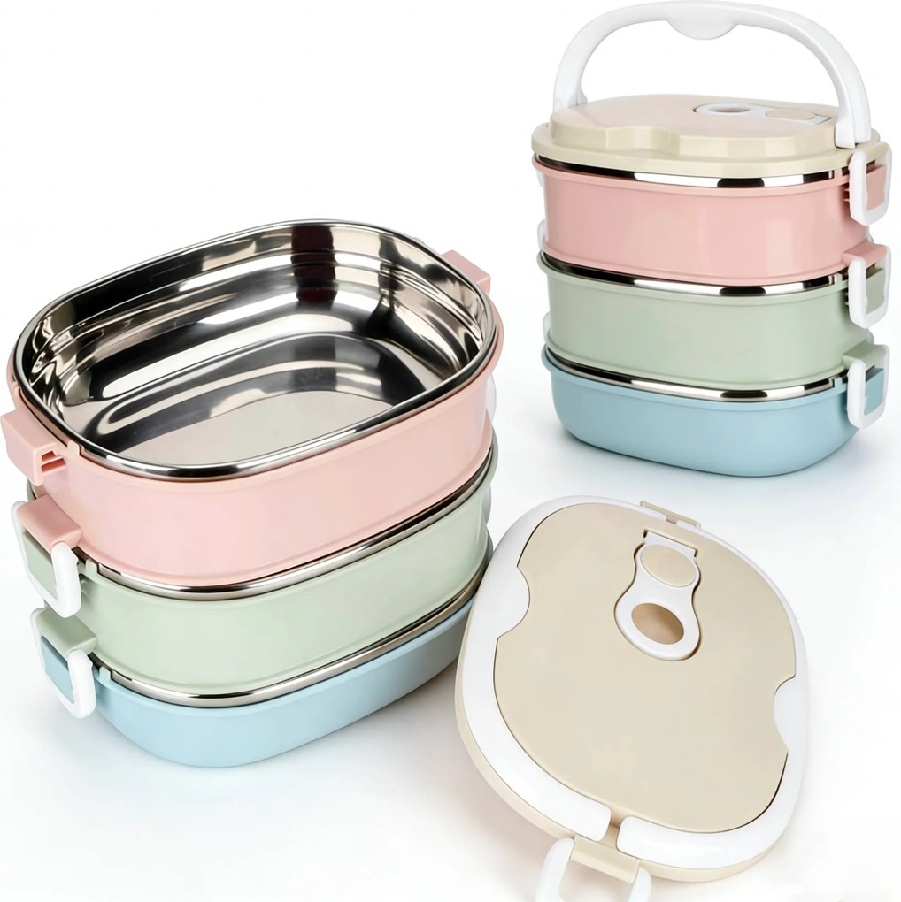 Uzsonnás Doboz Ételtároló Az Iskolába Hordozható Thermo 3 Szintes