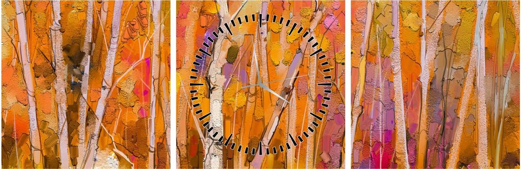 Kép - őszi erdő (órával) (90x30 cm)