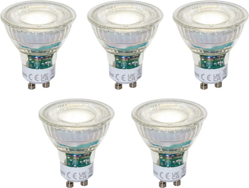 5 darabos GU10 50 mm-es dimmelhető LED izzókészlet, átlátszó, 2,5 W, 450 lm, 4000 K