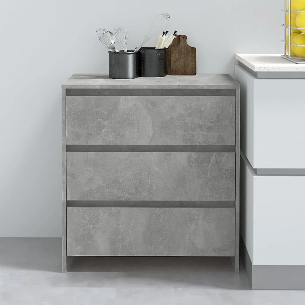 betonszürke szerelt fa tálalószekrény 70x41x75 cm