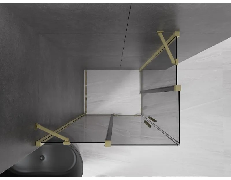 Mexen Velar Duo, zuhanykabin tolóajtóval 90 x 80 cm, 8mm szürke üveg, arany matt, 871-090-080-42-55