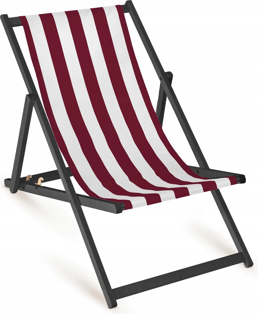 Bordó Csíkos Fa Napozóágy Kerti Napozóágy Összecsukható Strapabíró