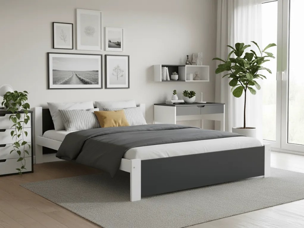 IKAROS ágy 120 x 200 cm, antracit/fehér Ágyrács: Léces ágyrács, Matrac: Sommera 18 cm matrac