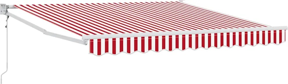 vidaXL Behúzható napellenző Piros és Fehér 350 x 250 cm