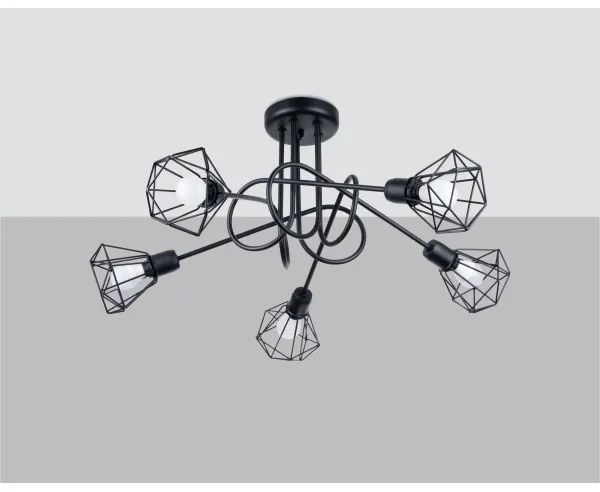 Sollux SL.1110 - Csillár rúdon ARTEMIS 5xE14/40W/230V fekete