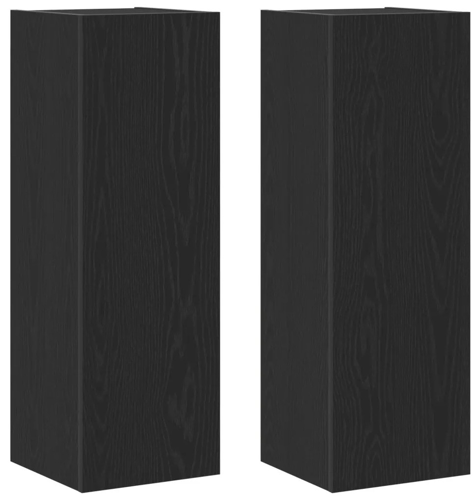 Falra Szerelhető TV Szekrények - 2 db, Fekete Tölgy, 30.5 x 30 x 90 cm, Mérnöki Fából