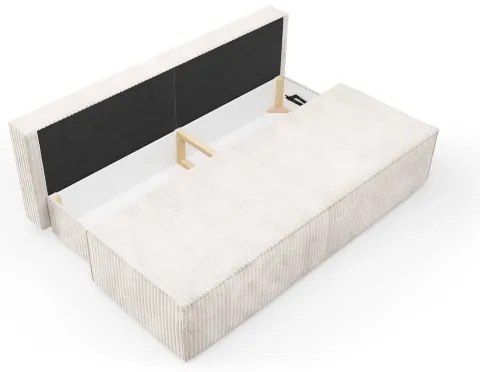 Kihúzható, tárolóval ellátott háromszemélyes TERAMO kanapé, bézs