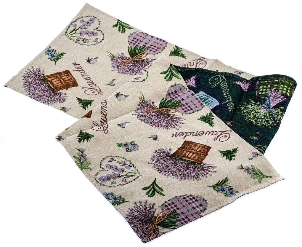 Levendula virágtartóban asztali futó, bézs, 33 x 140 cm