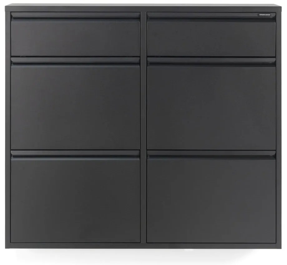 Fekete fém billenő ajtós cipőtartó 98x86x15 cm Billy – Spinder Design