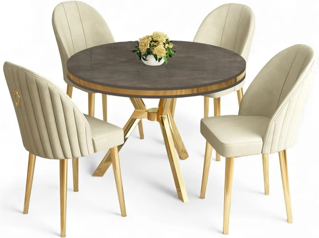 Mos étkezőgarnitúra, antracit-arany, 90 cm – TR240CHR2909
