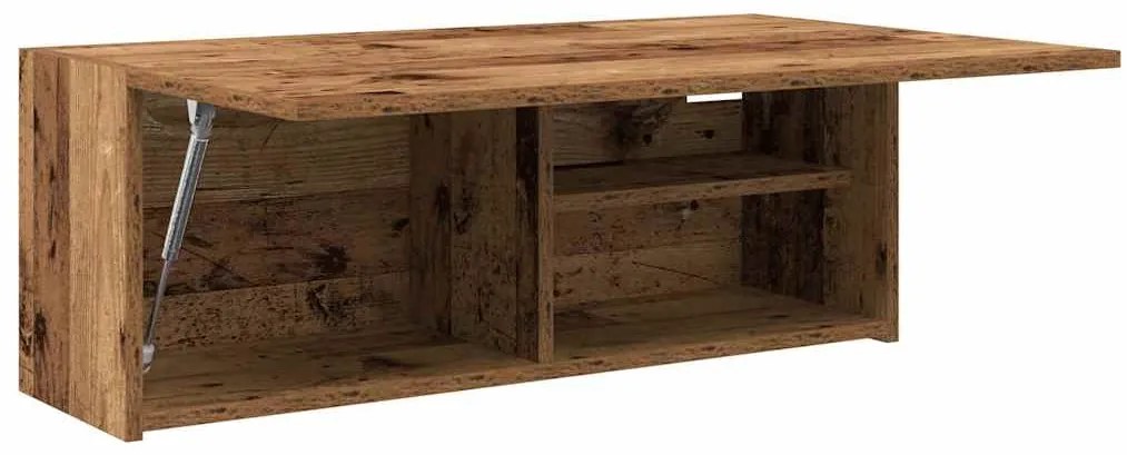 antik fa színű szerelt fa fali fürdőszobaszekrény 80x25x30 cm