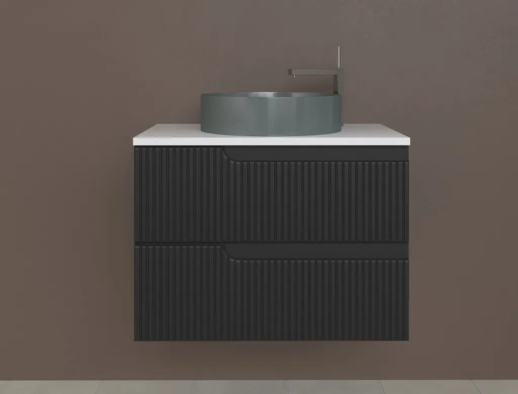 Piramida EURIDIKA fali fürdőszobabútor - mosdópult mosdó nélkül -2 fiókos - PINO FEKETE - 75 x 48 x