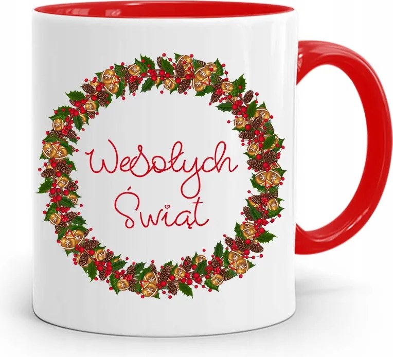 Piros Karácsonyi Bögre Mikulás Karácsonyfa Alá, fényképes nyomattal