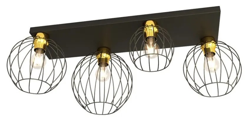 EMIBIG 1370-4 NEST Glamour Mennyezeti Lámpa Fekete, Arany E27 IP20