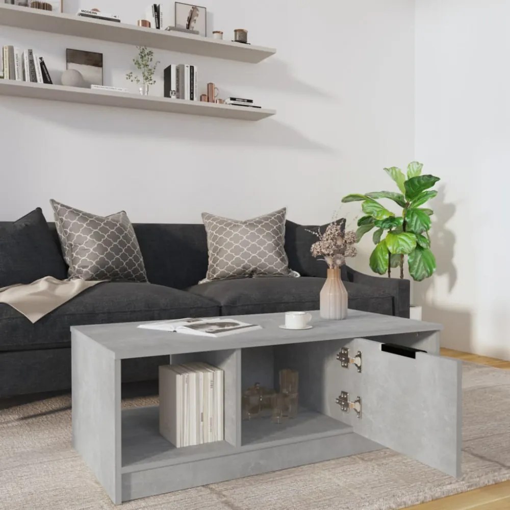 betonszürke szerelt fa dohányzóasztal 102 x 50 x 36 cm