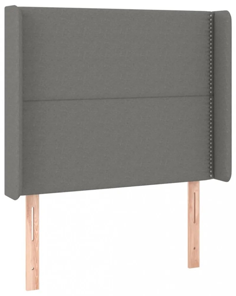 sötétszürke szövet fejtámla szárnyakkal 83x16x118/128 cm