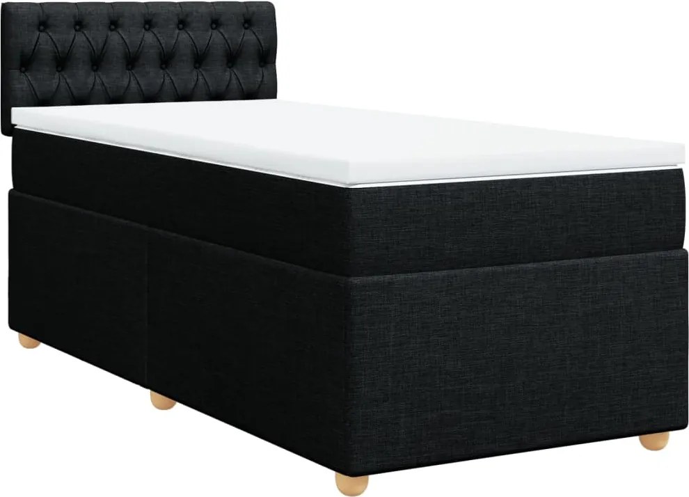 vidaXL fekete szövet rugós ágy matraccal 100 x 200 cm