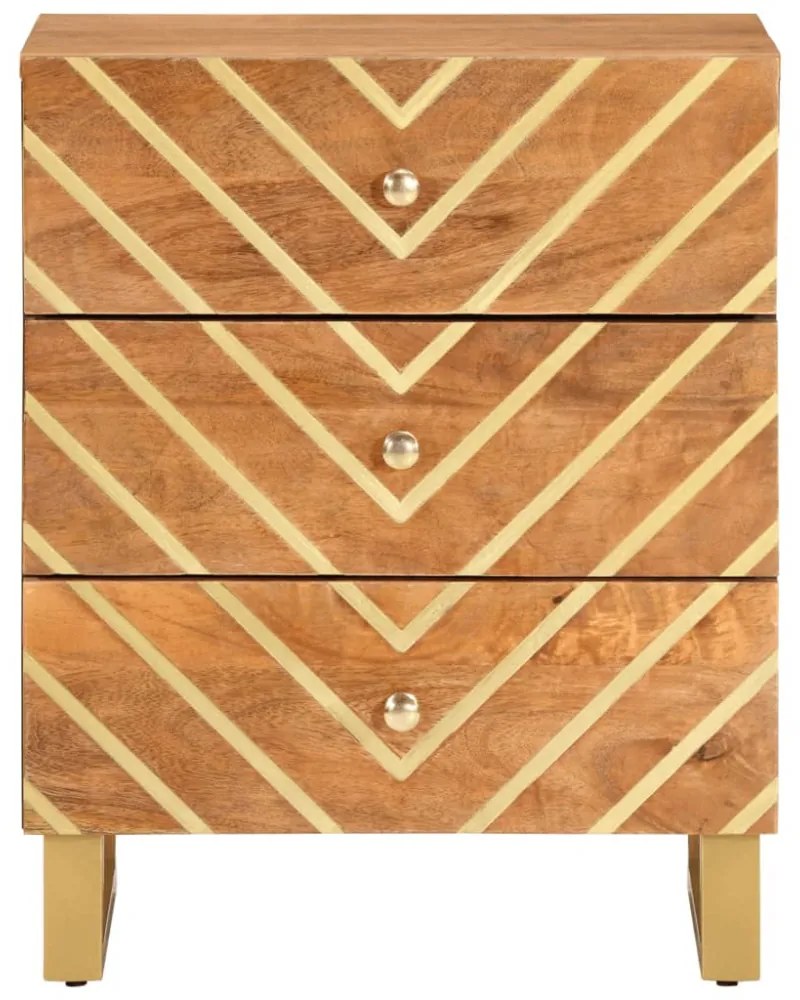 barna és fekete tömör mangófa éjjeliszekrény 50x33x60 cm