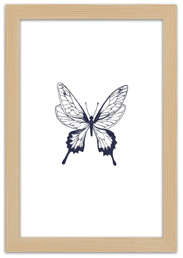 Gario Poszter rajzolt pillangó A keret színe: Fekete, Méret: 20 x 30 cm