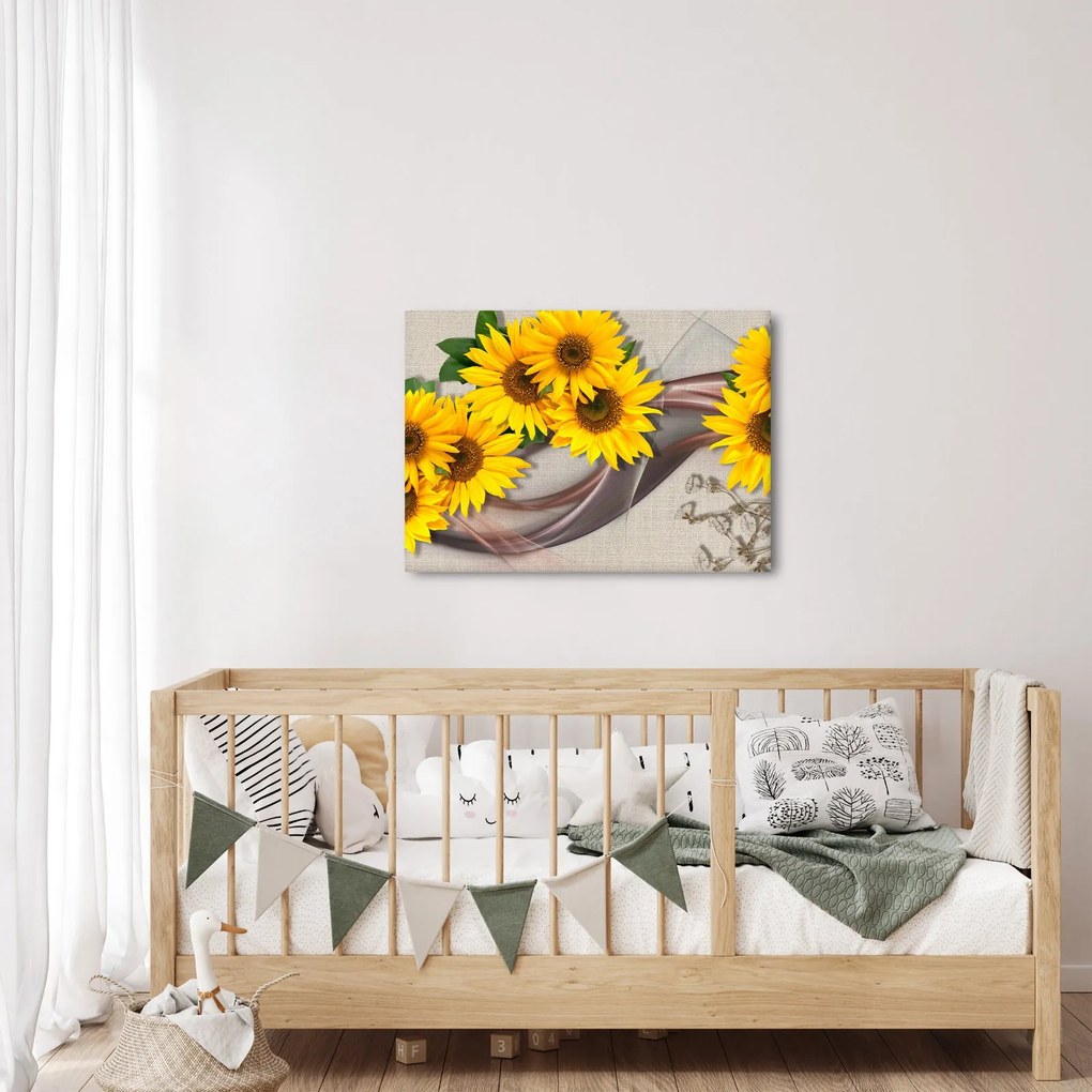 Kép - Ragyogó napraforgó virágok (70x50 cm)