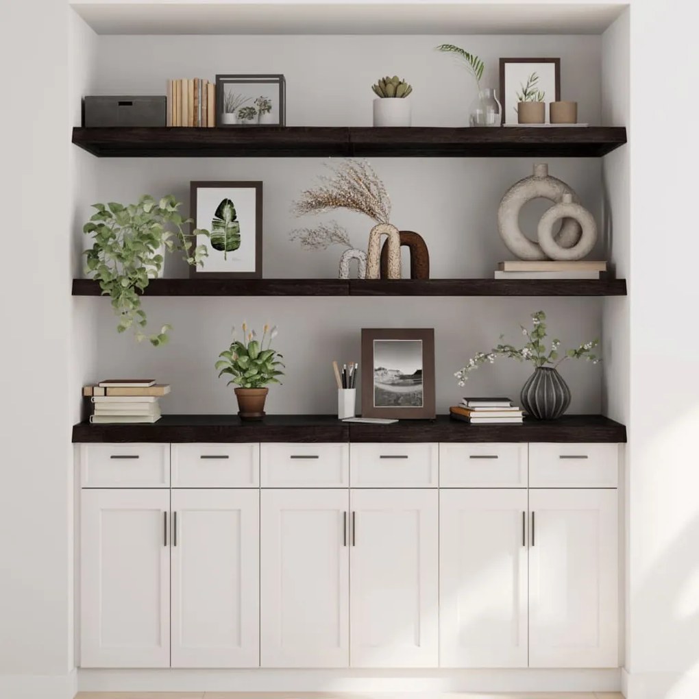 sötétbarna kezelt tömör tölgyfa fali polc 160 x 50 x (2-6) cm