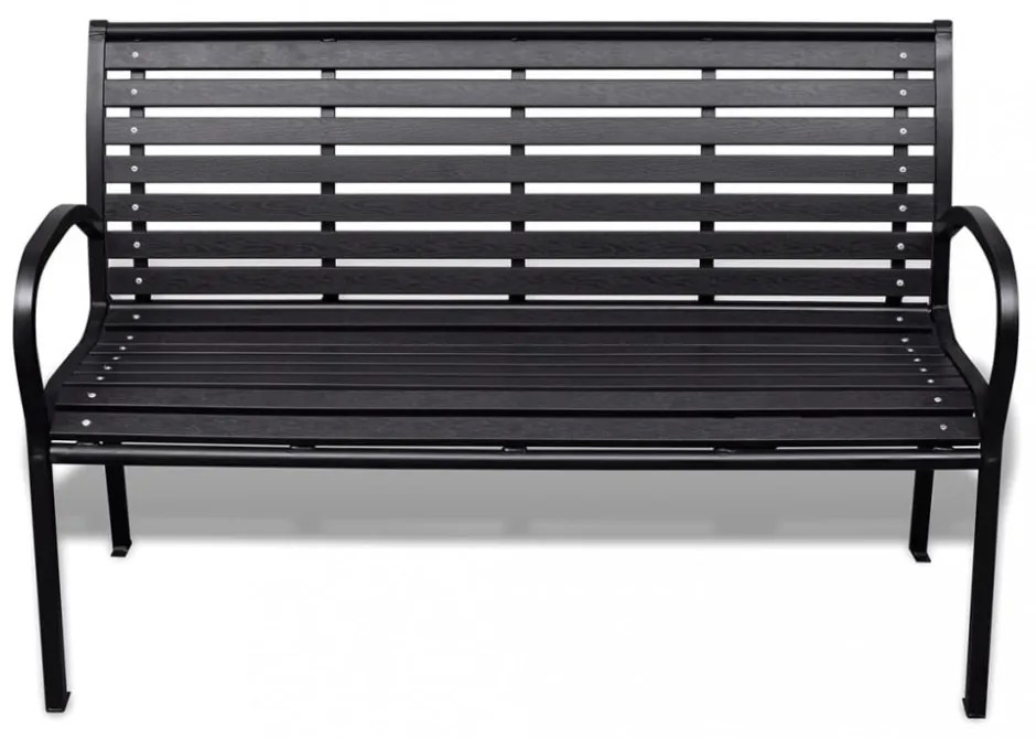 fekete acél és WPC kerti pad 125 cm