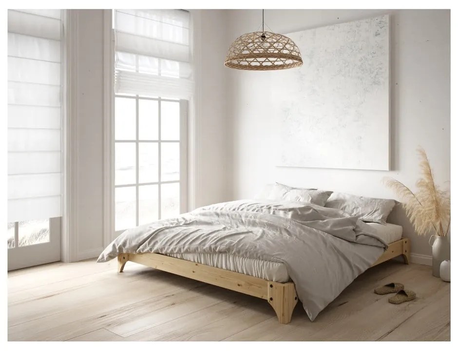 Borovi fenyő franciaágy ágyráccsal 140x200 cm Elan – Karup Design