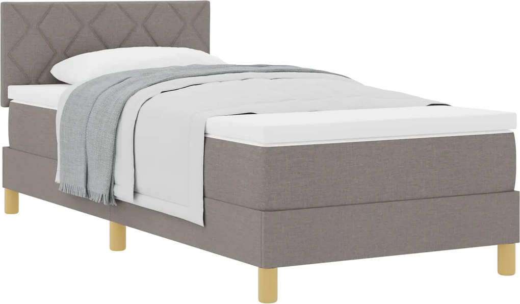 vidaXL Boxrugós ágy matracmal fejtámlával Tópszínű 90 x 200 cm szövet