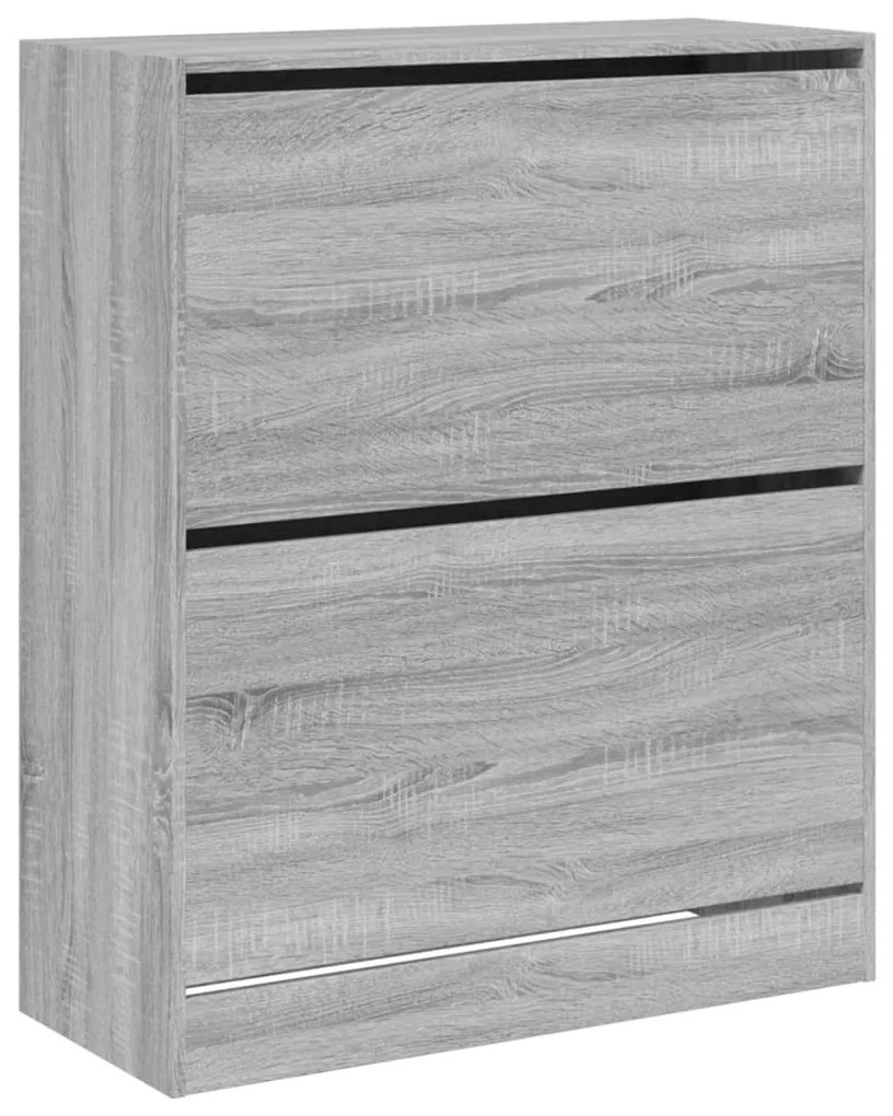 szürke sonoma színű szerelt fa cipőszekrény 80x34x96,5 cm