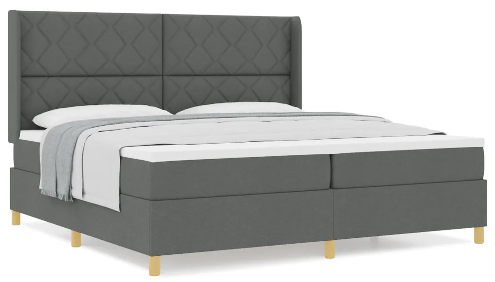 Box Spring ágy matracmal Sötétszürke 200 x 200 cm szövet