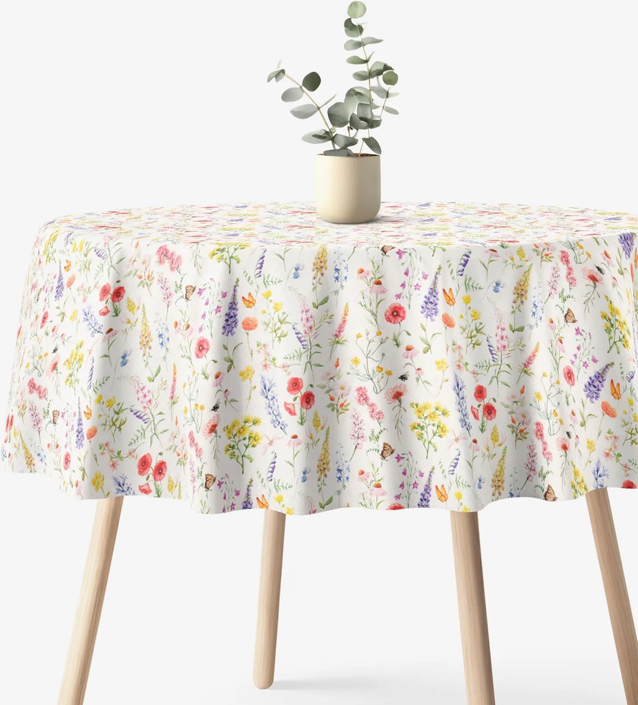 Goldea kör alakú terítő valencia - virágzó mező Ø 210 cm