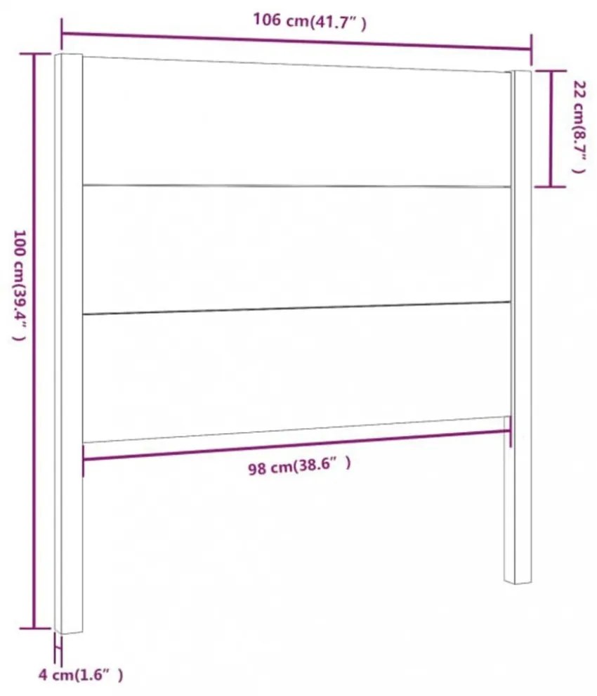 tömör fenyőfa fejtámla 106 x 4 x 100 cm