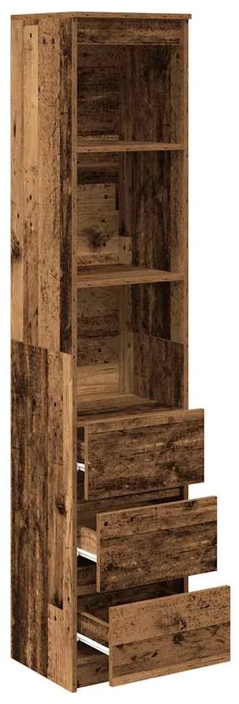 antik fa színű szerelt fa magasszekrény 37,5x35x180 cm