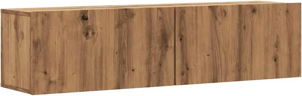 vidaXL kézműves tölgy színű szerelt fa fali TV-szekrény 120x30x30 cm
