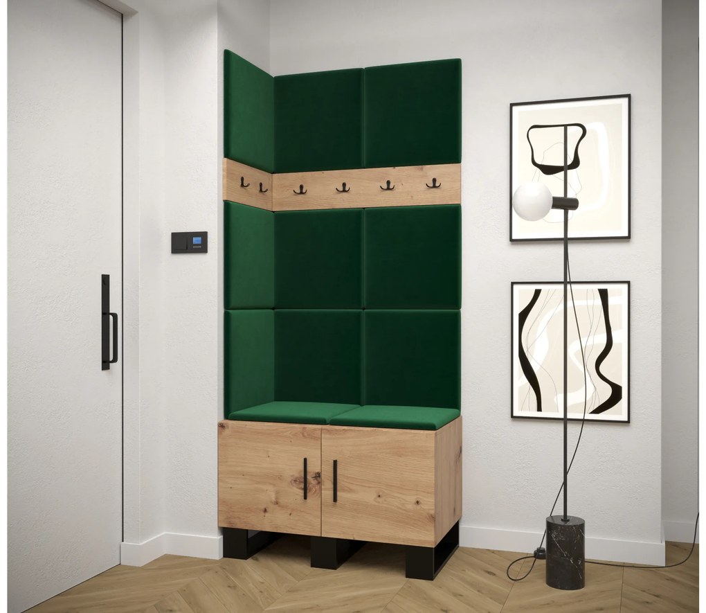Előszobabútor Amanda 11 (artisan tölgy + zöld). 1085953