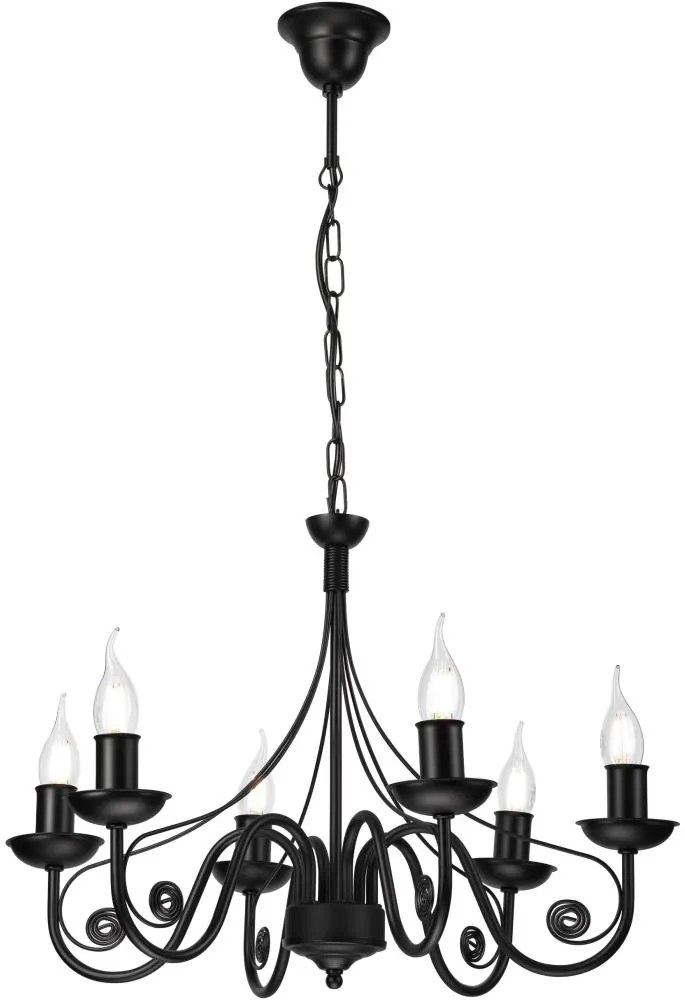 Csillár láncon DONATO 6xE14/40W/230V fekete