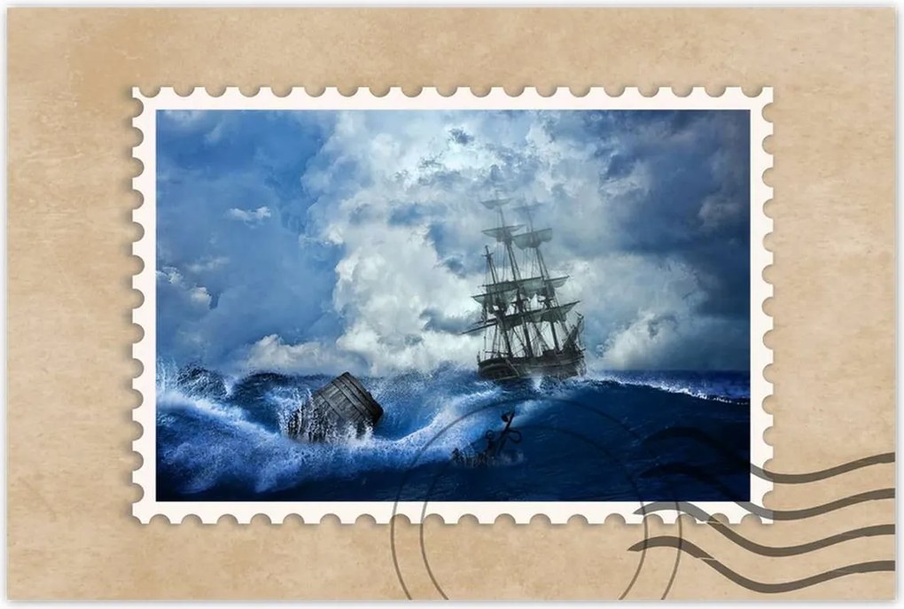 Poszterek 120x80 Vihar Tenger Hajó Tájkép