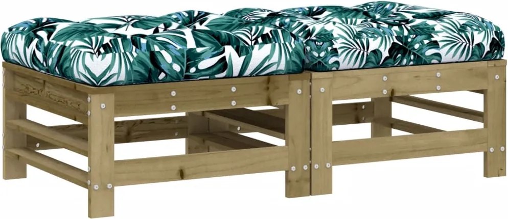 vidaXL 2 db impregnált fenyőfa kerti lábzsámoly párnával